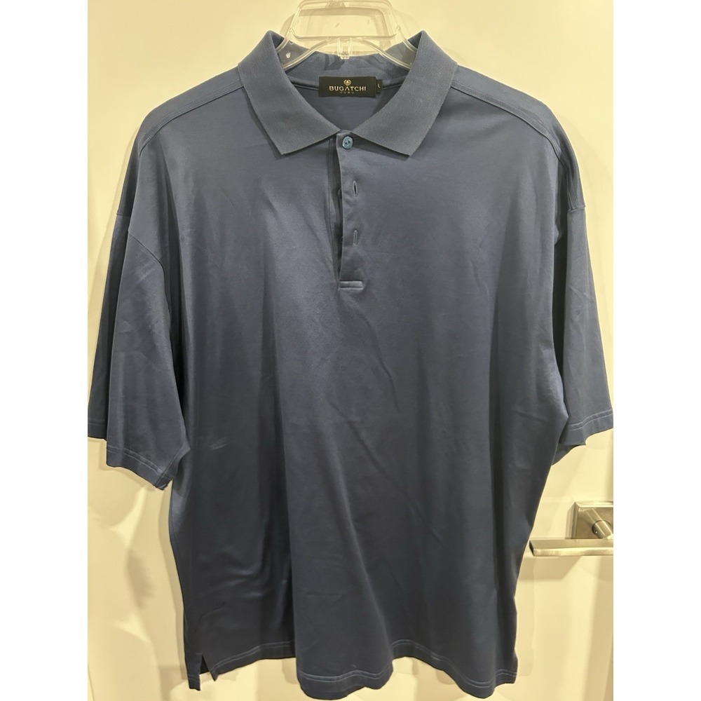 Bugatchi Uomo mens blue short sleeve polo size large Modal Rayon‎